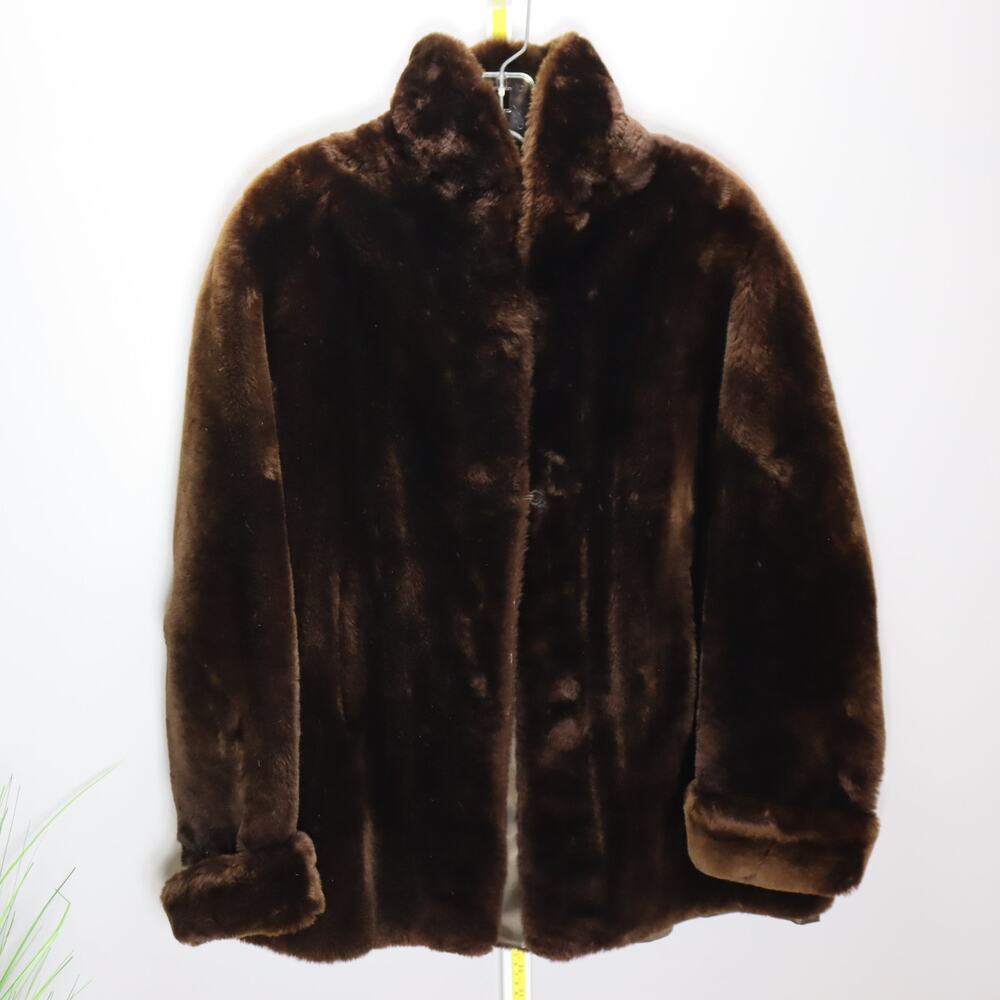 Vintage Stewart’s‎ Faux Fur Swing Coat Brown 20” P2P Estimated L